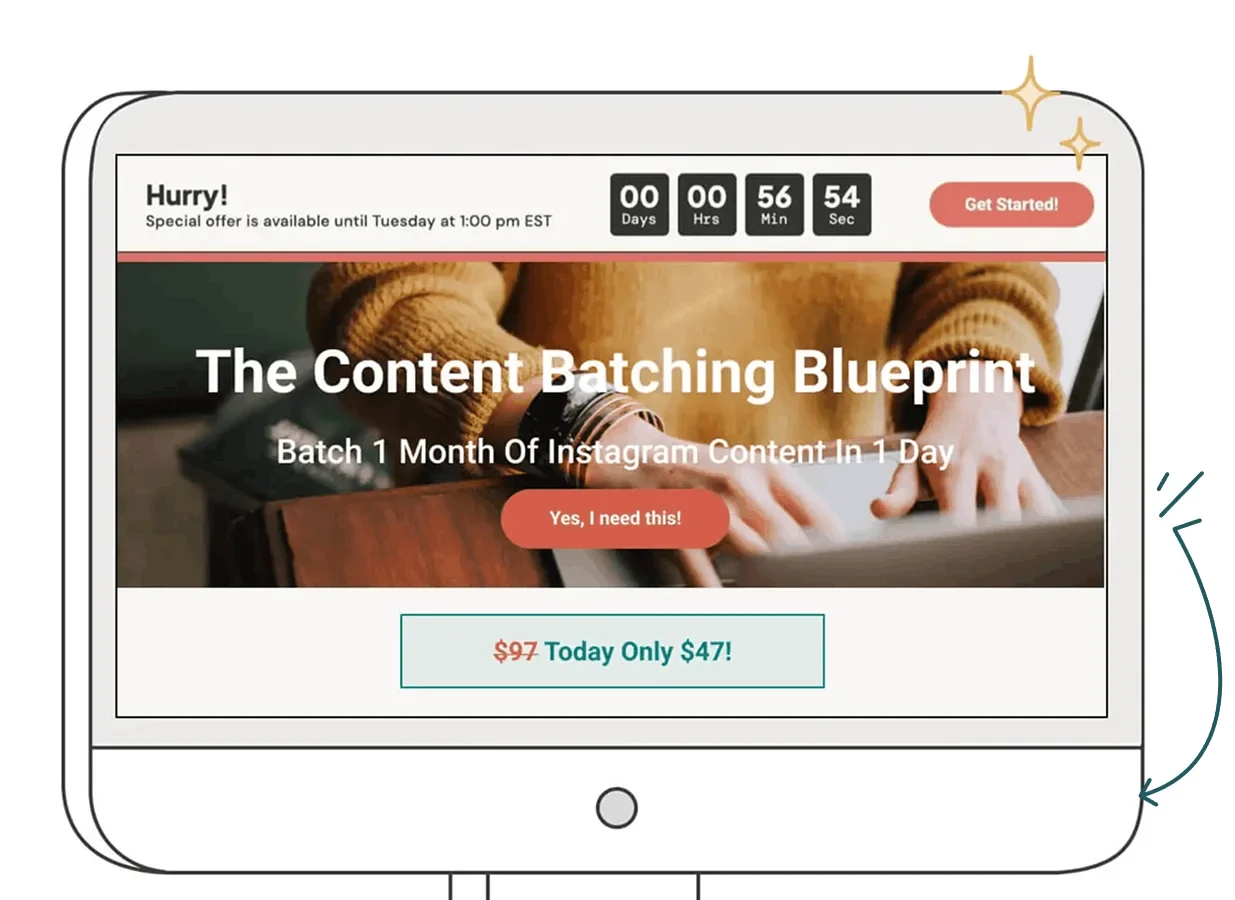 Selling livestream tickets with a genuine countdown timer and deadline